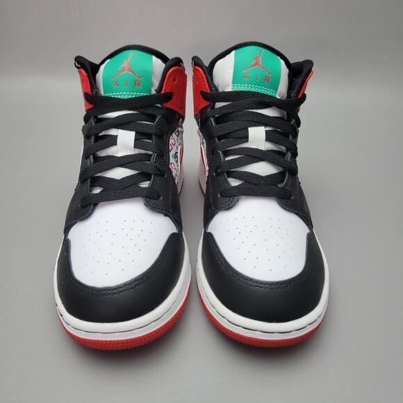 Nike Air Jordan 1 Mid SE Ugly Sweater White Green Red Black DM1208 150 Size 4.5Y - Picture 3 of 11